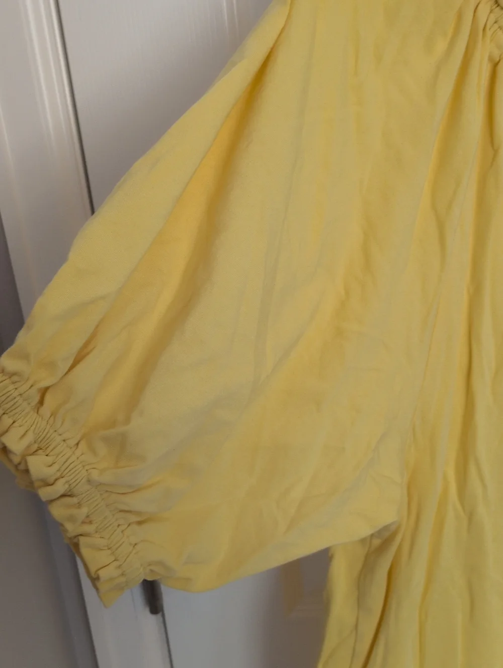 Peter Nygard Yellow Pom Pom Lace Trim Top - XL